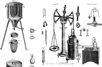 Figura 08. Desenhos de Marie-Anne Paulze para um calorímetro (plate VI)  e equipamentos para medição de gases (plate VIII)