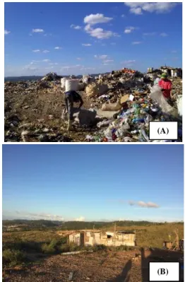 Figura 4. Aspecto do lixão em Vitória de Santo Antão – PE, em operação  (A) e após desativado (B)  
