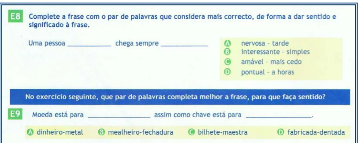 Figura 3.4 – Exemplo ilustrativo da prova V do teste EFAI-4 de Santamaría, Arribas,  Pereña &amp; Seisdedos(2005)