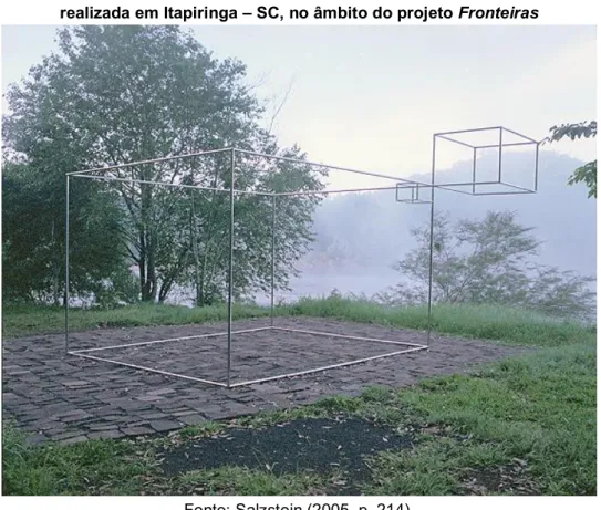 Figura 1 - A obra Momento de fronteira (2000), Waltercio Caldas,   realizada em Itapiringa – SC, no âmbito do projeto Fronteiras 