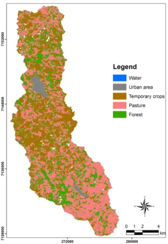 Figure  2  -    Land  use  in  Salto  do  Lontra's  watershed.  Mapping  obtained by supervised classification on satellite images