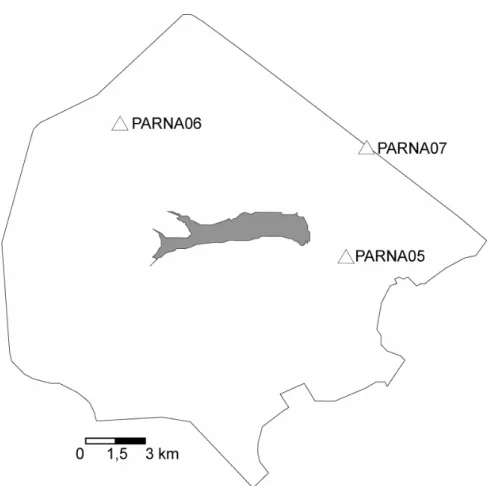 Figura 6. Localização das amostras de fezes coletadas no Parque Nacional de  Brasília e genotipadas no trabalho