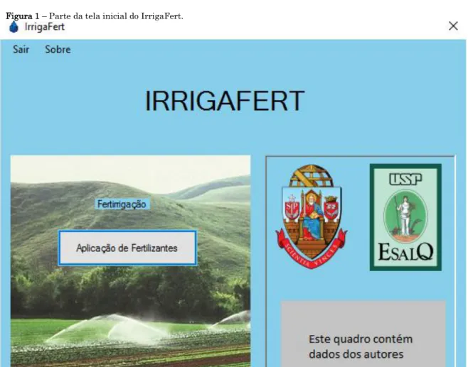 Figura 1 – Parte da tela inicial do IrrigaFert. 