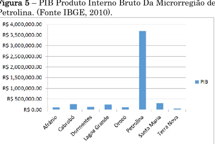 Figura 5 – PIB Produto Interno Bruto Da Microrregião de  Petrolina. (Fonte IBGE, 2010)