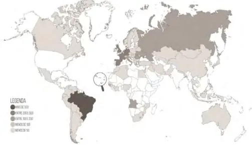 Figura 1. Nacionalidade dos indivíduos estrangeiros com profissões genericamente   artísticas e culturais (GAC) em Portugal, 2011