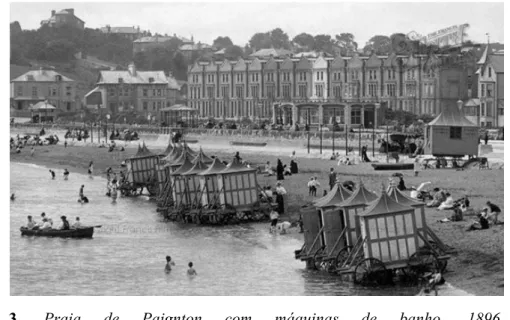 Figura  3.  Praia  de  Paignton  com  máquinas  de  banho,  1896.  Fonte: 
