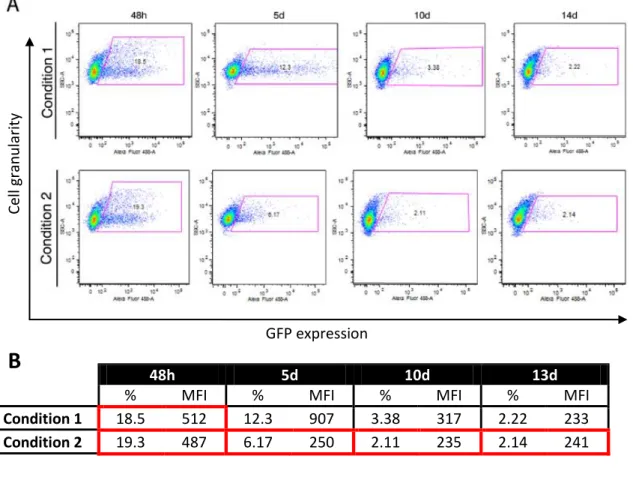 Figure 14 | Modulation of the “Tol2-mediated gene transfer” and “tetracycline-dependent conditional  expression” combined system of vectors with  Doxycycline  – flow cytometry analysis