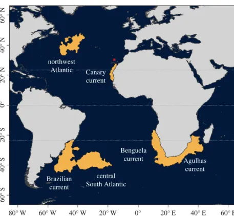 Figure 1. Winter distribution of Cory’s shearwaters from Selvagem Grande (95% kernel density maps, from 57 individual tracks)
