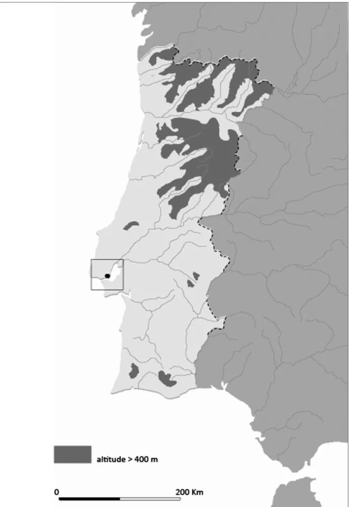 Figura 1: Localização de Lisboa no território actualmente português  (base cartográfica de V