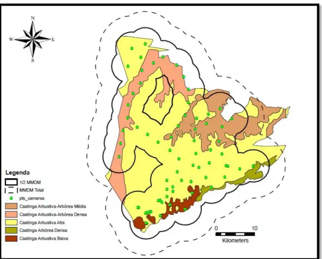 Figura 12: Parque Nacional da Serra da Capivara com os dois diferentes buffers aplicados (ver  texto para maiores detalhes)