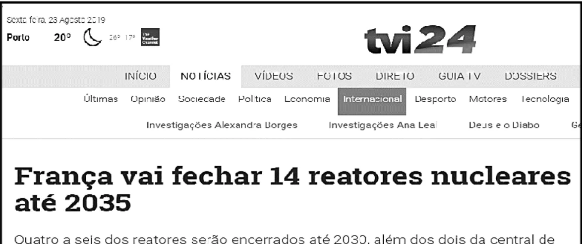 Figura 9. Anúncio em site de canal de notícias português (TVI24). Acesso no dia 23 de agosto de 2019.