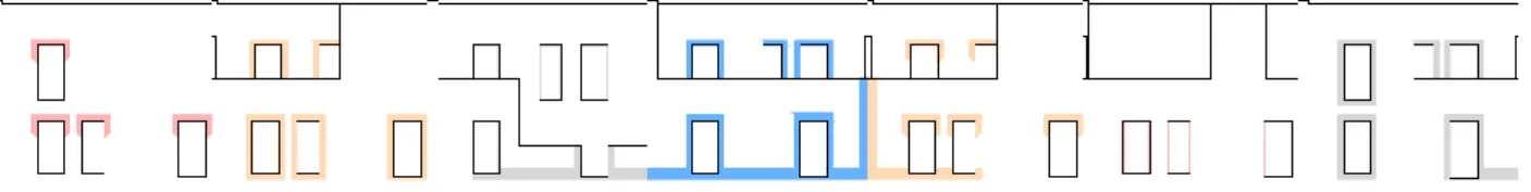 Figure 7: Schematic shape rules for fixing alterations done by  inhabitants (Adapted from the work of Marília Chaves Lima) 