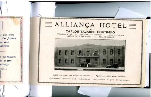 Foto 8 – Peças de propaganda de empreendimentos hoteleiros de São Lourenço (década 40) Fonte: Arquivo da Secretaria de Turismo de São Lourenço.