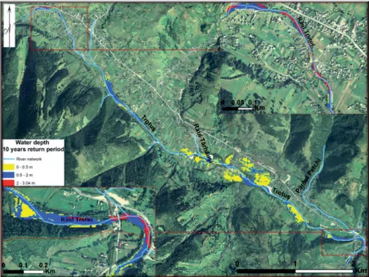 Figure 3. Water depth for 10 years return period.