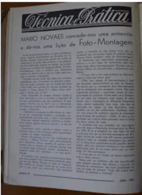 Figura 5:  Mário Novais concede-nos uma entrevista e dá-nos uma lição de Foto-Montagem  (GARCIA, 1941, p.8) 