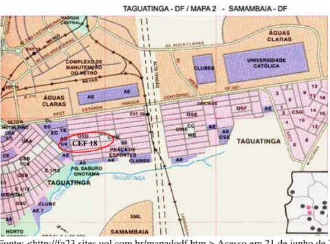 Figura 1 – Mapa da cidade de Taguatinga, área Sul 