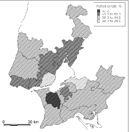 Fig. 4. Distribution of the family dwellings built between 1971 and 1990 