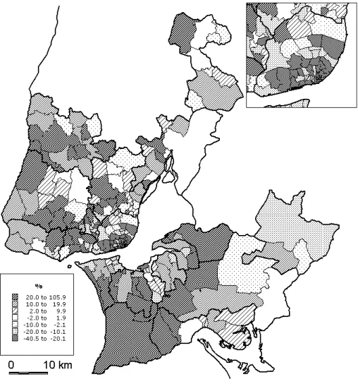 Fig. 6 – Lisbon Metropolitan Area: population growth (1991-2001) 