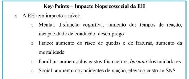 Tabela 9 - Ideias-chave: Impacto biopsicossocial da EH 