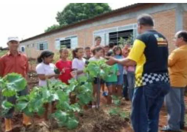 Figura  5  –  Alunos  do  EMEI  Moisés  Santana  participam  da  oficina  de  plantio  de  alimentos