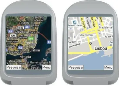 Fig. 1  - Simulação da aplicação Google Mobile Maps
