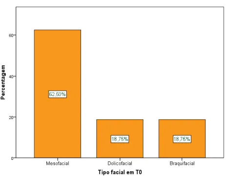 Gráfico 2 – distribuição da amostra, em T0, de acordo com o tipo facial.