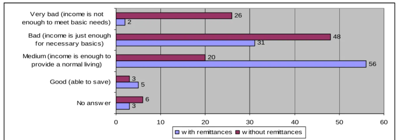 Figure 8.  Impact of Remittances on Financial Position of Households (in percent) 