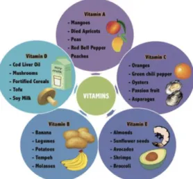 Figura 4 - Fontes alimentares das vitaminas A-E (30)   