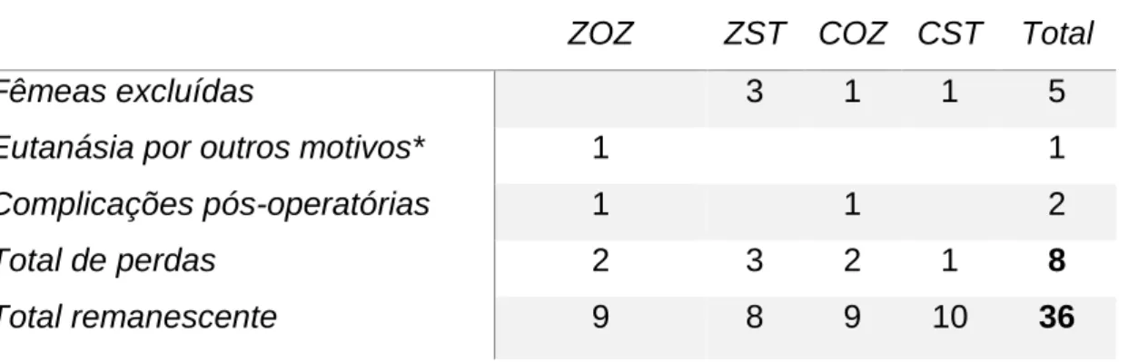 Tabela 2- Distribuição de perdas 