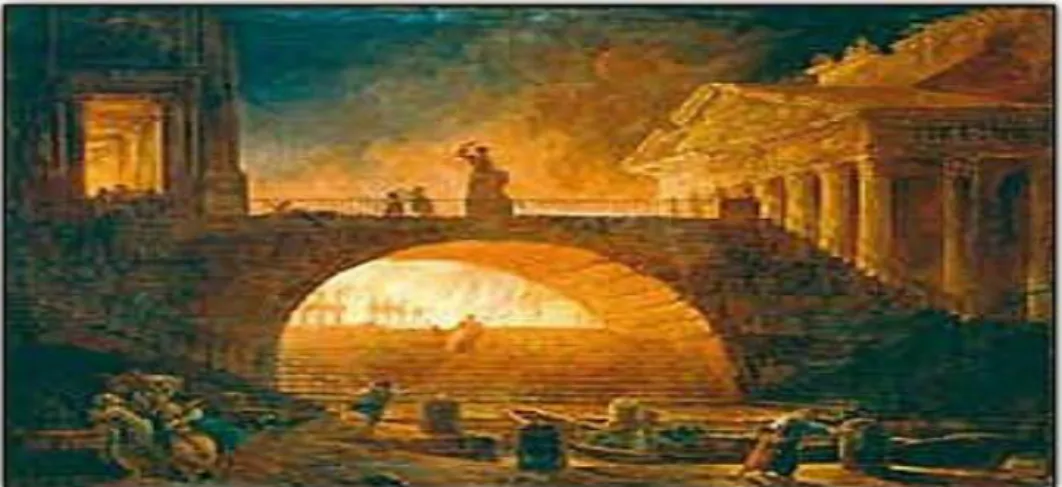 Figura 2.4 - O incêndio de Roma, 18/07/64, óleo de Hubert Robert, Museu de Arte Moderna André Malraux,  em Le Havre 