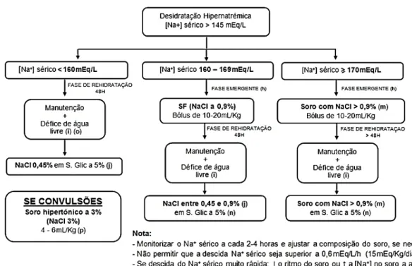 Figura 1. Algoritmo de tratamento da desidratação hipernatrémica no recém-nascido. 