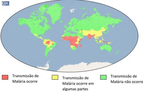 Figura 2: Distribuição global de malária. (5) 
