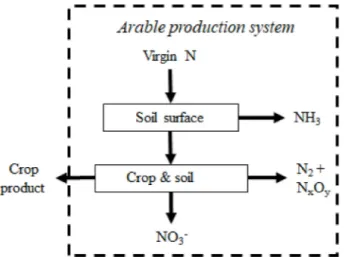 Fig. 2. Nitrogen flows in the livestock production system. This contains two subsystems