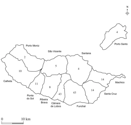 Figure 2.3 Distribution of the sample by district of the Autonomous Region of Madeira: 2 nd  phase of the ‘Healthy  Growth of Madeira Children Study’