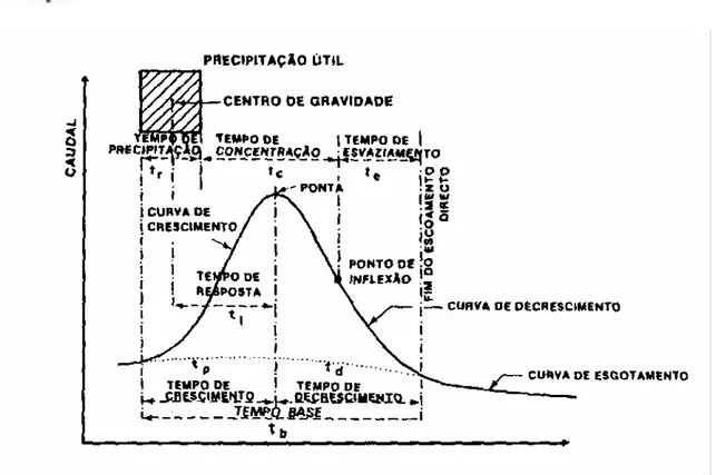 Figura 9 - Características do hidrograma-tipo [extraído de Lencastre e Franco,  1984]