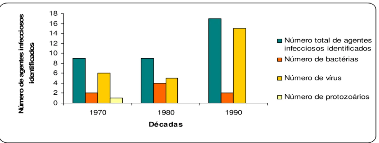 Figura 1.2  –  Taxa de organismos patogénicos emergentes entre 1970 e 2000 (Fonte:  Adaptado de  WHO, 2003)
