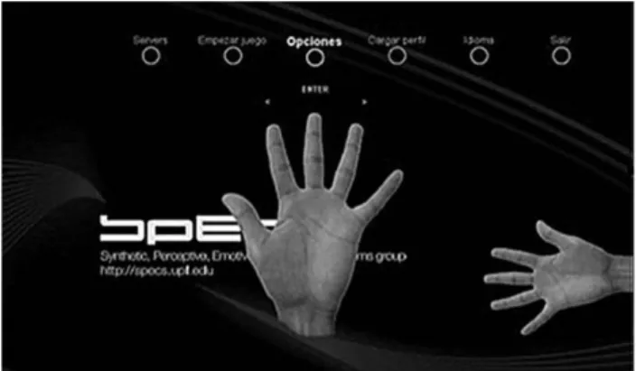 Figure 3. The RGS application interface adapted to be used with a key-glove.