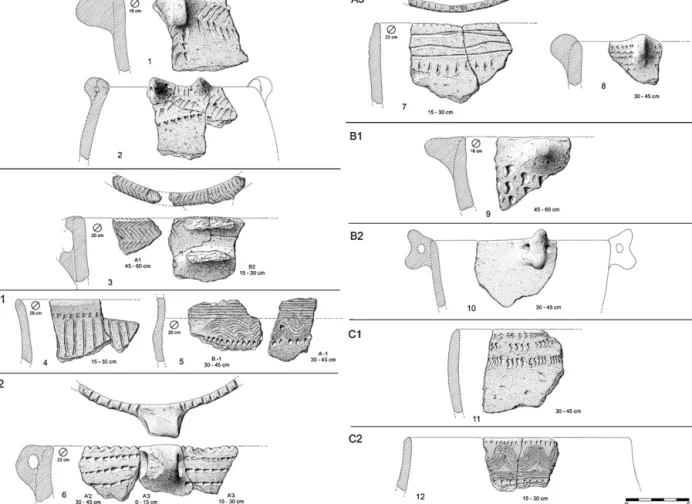 Fig. 2. Decorated pottery from Cortic¸ óis (drawings F. Martins).