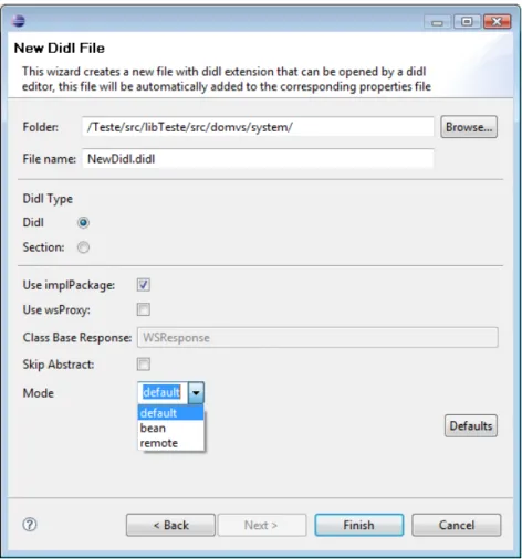 Figura 3.6: Assistente de Cria¸ c˜ ao de Novos Didls