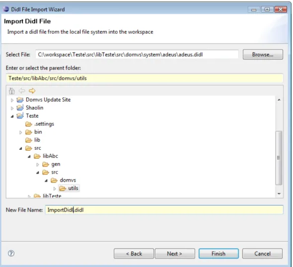 Figura 3.7: Assistente de Importa¸ c˜ ao Didls