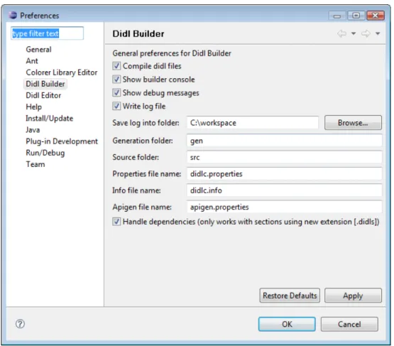 Figura 3.9: Menu de Preferˆ encias do Construtor