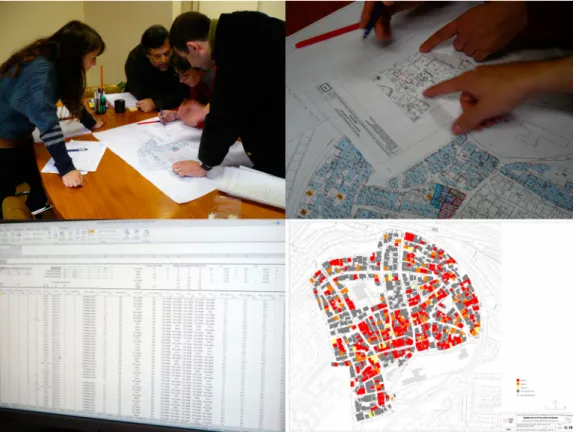 Figure 4 Each house laboratorized, one neighborhood represented: LNEC’s visual assessment methodology and com- com-puter software assembles data from all dwellings into a coherent form (Source: # Author).