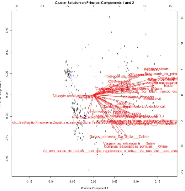 Figure 13 – Cluster solution on principal components 1 and 2 