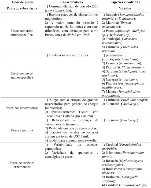 Tabela 3. Classificação da pesca amazônica desenvolvida por Freitas &amp; Rivas (2006)