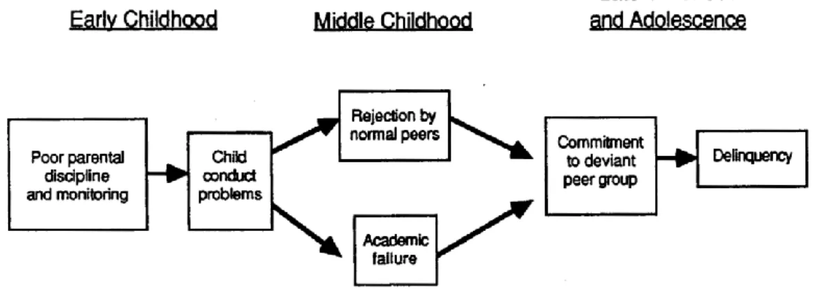 Figura 1: Progressão desenvolvimental do comportamento delinquente (Patterson  et al., 1990)