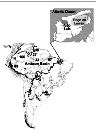 Figure 1. Human cases of acute human Trypanosoma cruzi infections in the Amazon Basin (19-28)