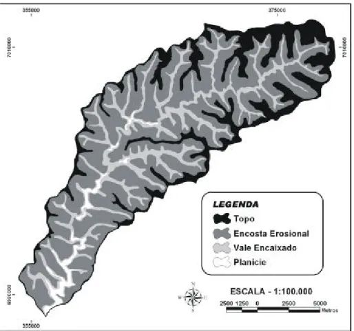 Figura 8 - Mapa geomorfológico da bacia do rio Ariranha (SC).