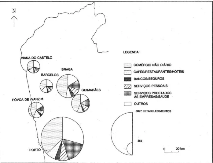 Fig. 1 - Dimensão e tipo de ocupação funcional nas áreas centrais