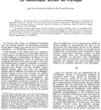 Fig. 7 - Página de rosto do artigo Le Neolithique Ancien au  Portugal - BSPH 1970.