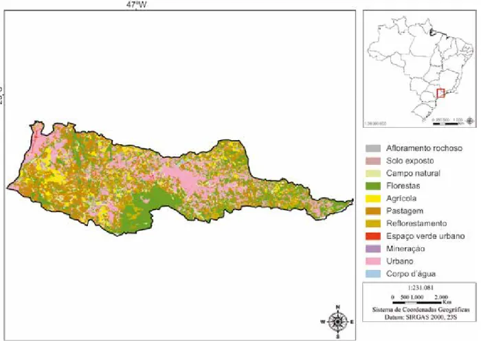 Figura 4. Uso e cobertura das terras na Bacia Hidrográfica do Rio Jundiaí em 2007–2009.